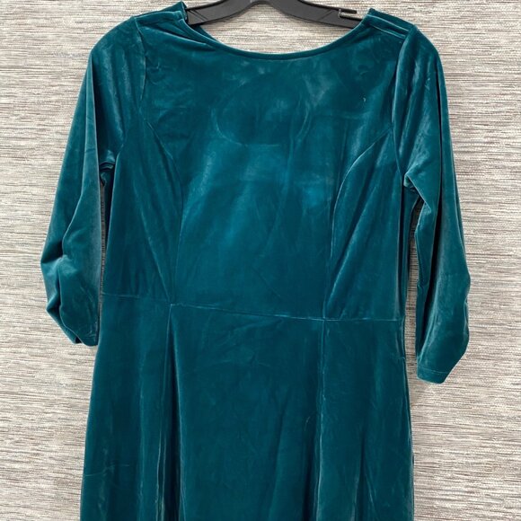 Teal Velvet D&Co Adaptive Midi Dress With Keyhole Back & 3/4 Sleeves Womens M/L - Picture 3 of 7